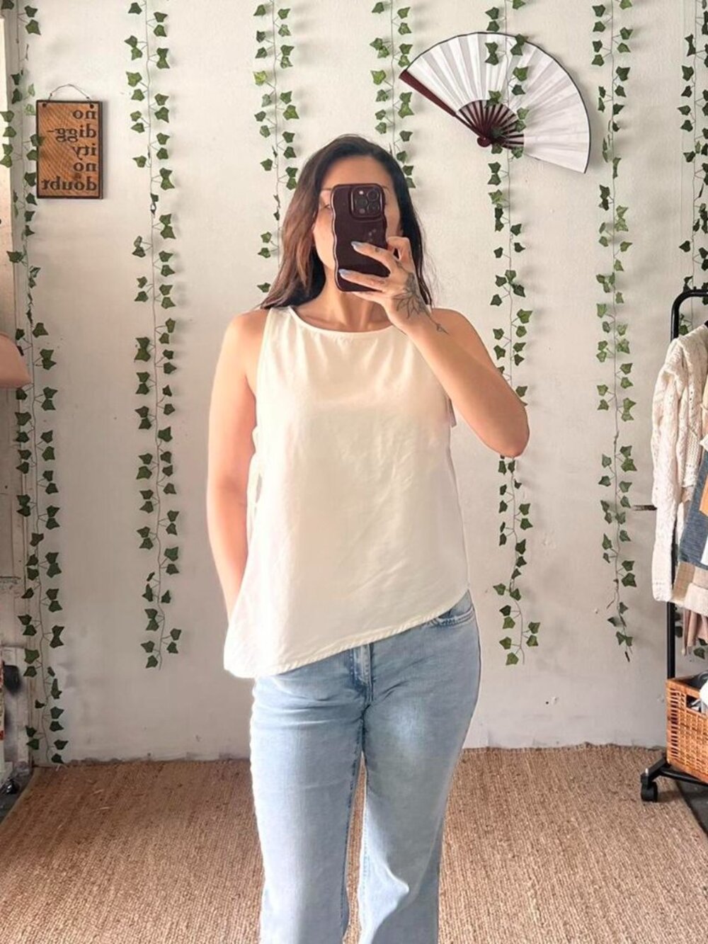 NWT GRLFRND White Asymmetrical Open Side Tie Top
